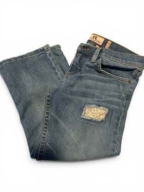Vintage Juicy Couture Patchwork Distressed Capri Jeans | Y2K Size 28 Medium Wash